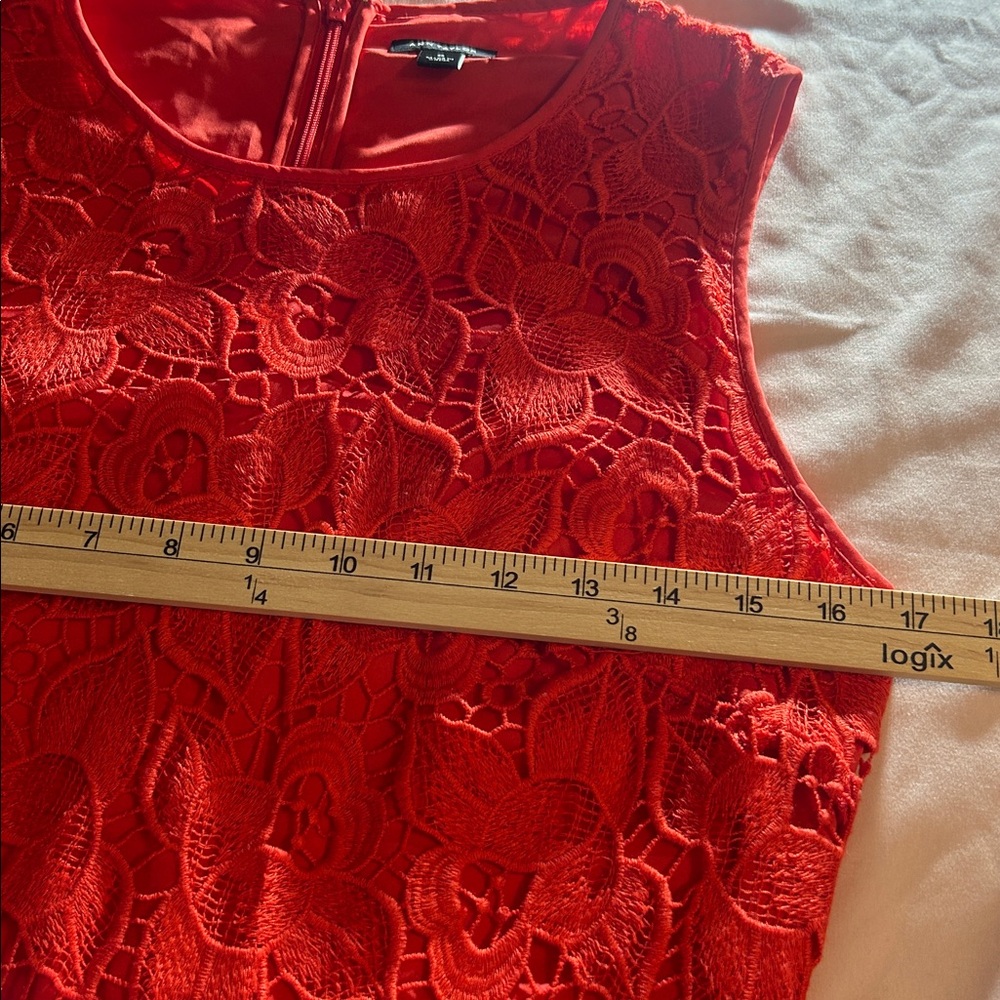 Ann Taylor Vibrant Red Lace Midi Dress - Picture 12 of 15